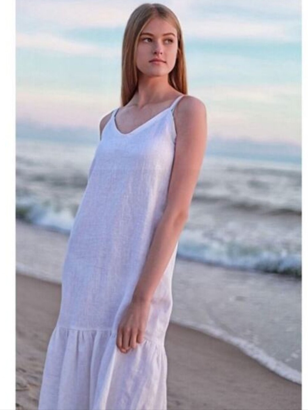 Terzo Millennio Linen Maxi Dress White Size M